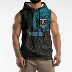 Personalized Port Adelaide Power Polynesian Sleeveless Hoodie Tribal Chest and Sleeve Tattoo Heritage Warrior