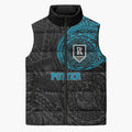 Personalized Port Adelaide Power Polynesian Sleeveless Puffer Jacket Tribal Chest and Sleeve Tattoo Heritage Warrior