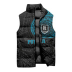 Personalized Port Adelaide Power Polynesian Sleeveless Puffer Jacket Tribal Chest and Sleeve Tattoo Heritage Warrior