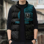 Personalized Port Adelaide Power Polynesian Sleeveless Puffer Jacket Tribal Chest and Sleeve Tattoo Heritage Warrior