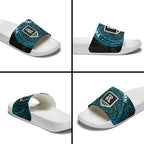 Personalized Port Adelaide Power Polynesian Slide Sandals Tribal Chest and Sleeve Tattoo Heritage Warrior