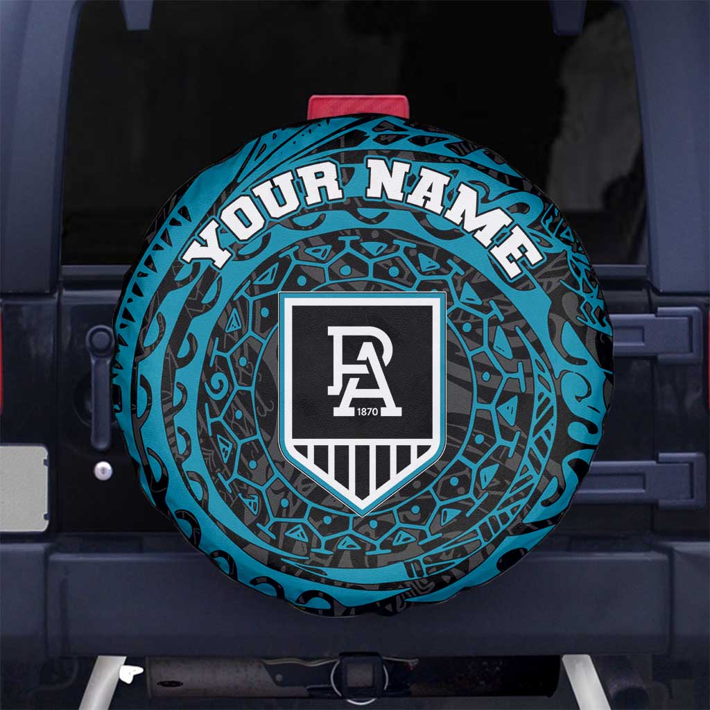 Personalized Port Adelaide Power Polynesian Spare Tire Cover Tribal Chest and Sleeve Tattoo Heritage Warrior