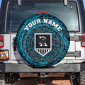 Personalized Port Adelaide Power Polynesian Spare Tire Cover Tribal Chest and Sleeve Tattoo Heritage Warrior