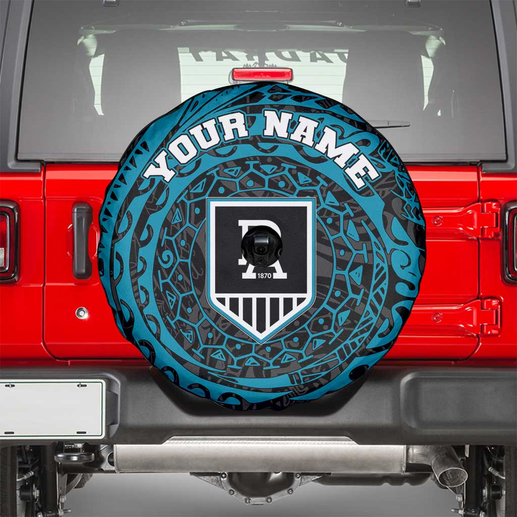Personalized Port Adelaide Power Polynesian Spare Tire Cover Tribal Chest and Sleeve Tattoo Heritage Warrior