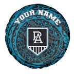 Personalized Port Adelaide Power Polynesian Spare Tire Cover Tribal Chest and Sleeve Tattoo Heritage Warrior