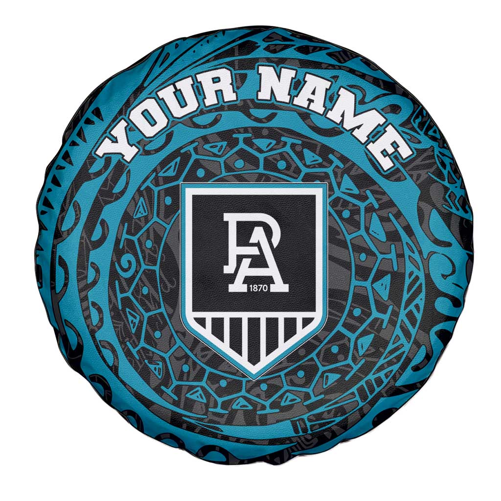 Personalized Port Adelaide Power Polynesian Spare Tire Cover Tribal Chest and Sleeve Tattoo Heritage Warrior