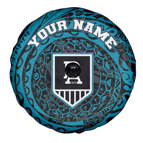 Personalized Port Adelaide Power Polynesian Spare Tire Cover Tribal Chest and Sleeve Tattoo Heritage Warrior
