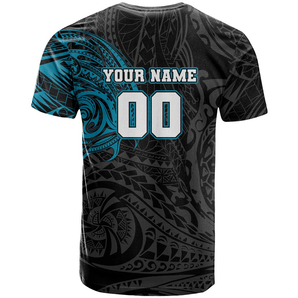 Personalized Port Adelaide Power Polynesian T Shirt Tribal Chest and Sleeve Tattoo Heritage Warrior