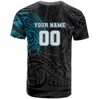Personalized Port Adelaide Power Polynesian T Shirt Tribal Chest and Sleeve Tattoo Heritage Warrior