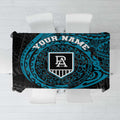 Personalized Port Adelaide Power Polynesian Tablecloth Tribal Chest and Sleeve Tattoo Heritage Warrior