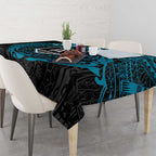 Personalized Port Adelaide Power Polynesian Tablecloth Tribal Chest and Sleeve Tattoo Heritage Warrior
