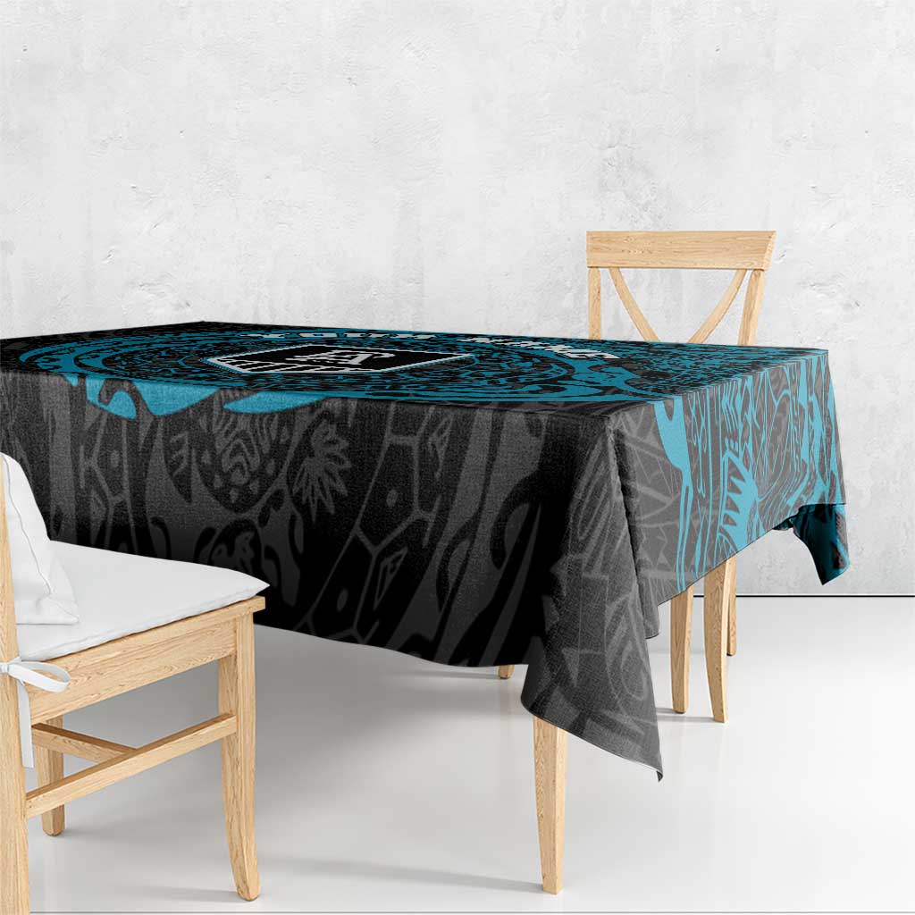 Personalized Port Adelaide Power Polynesian Tablecloth Tribal Chest and Sleeve Tattoo Heritage Warrior