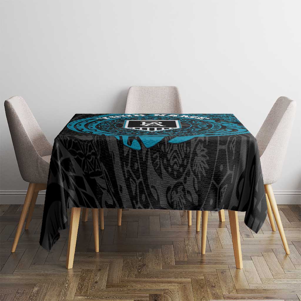Personalized Port Adelaide Power Polynesian Tablecloth Tribal Chest and Sleeve Tattoo Heritage Warrior