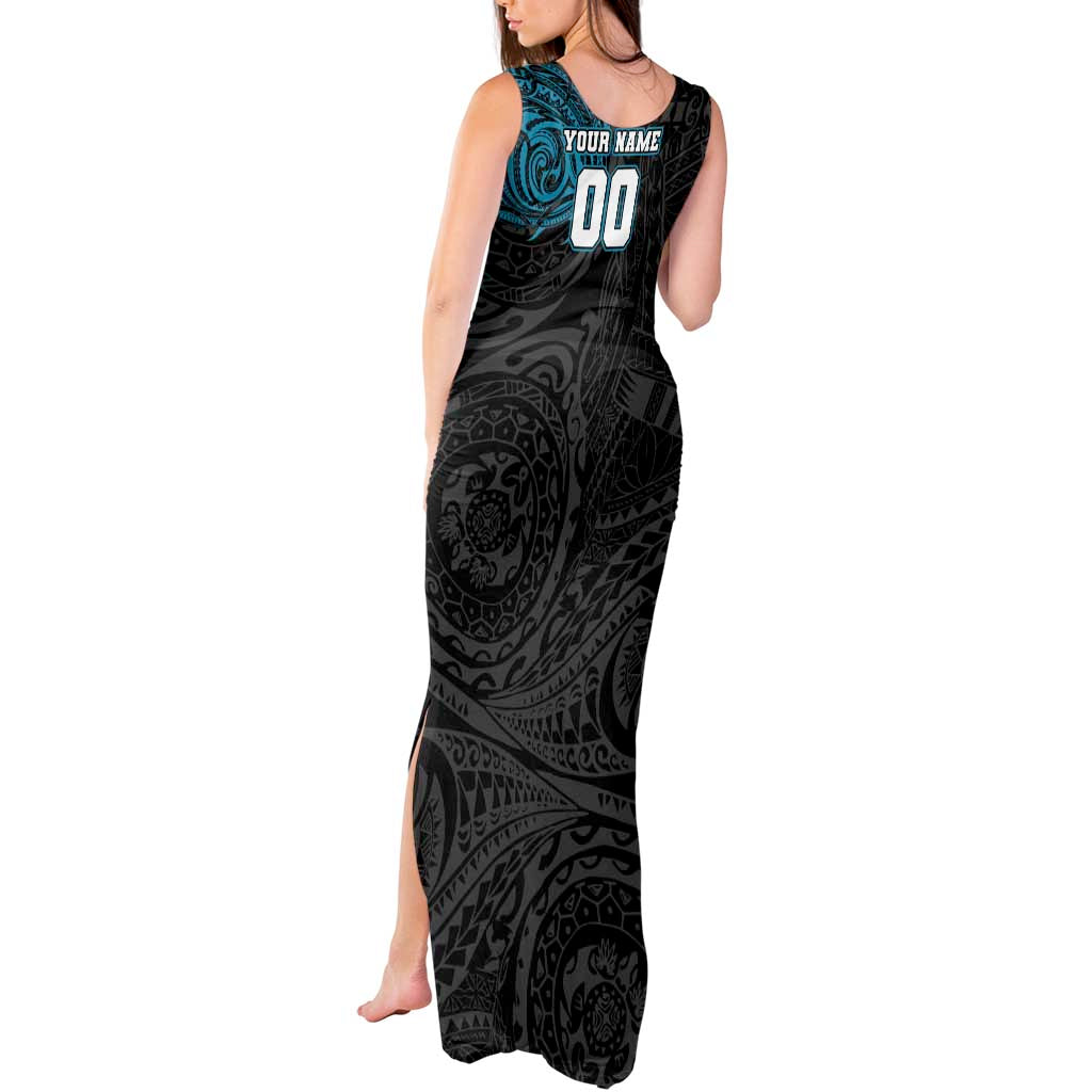 Personalized Port Adelaide Power Polynesian Tank Maxi Dress Tribal Chest and Sleeve Tattoo Heritage Warrior