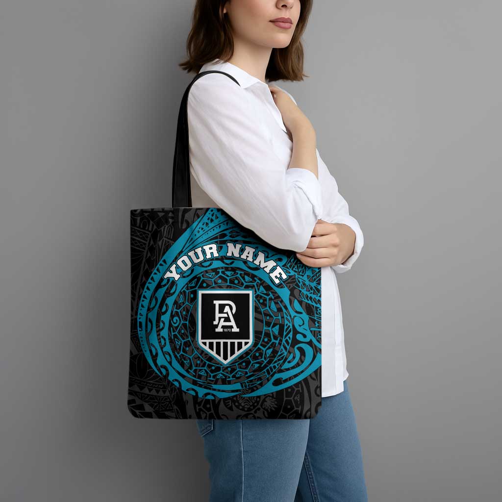 Personalized Port Adelaide Power Polynesian Tote Bag Tribal Chest and Sleeve Tattoo Heritage Warrior