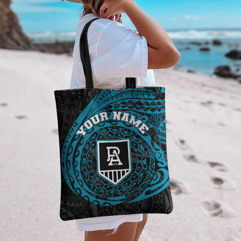 Personalized Port Adelaide Power Polynesian Tote Bag Tribal Chest and Sleeve Tattoo Heritage Warrior