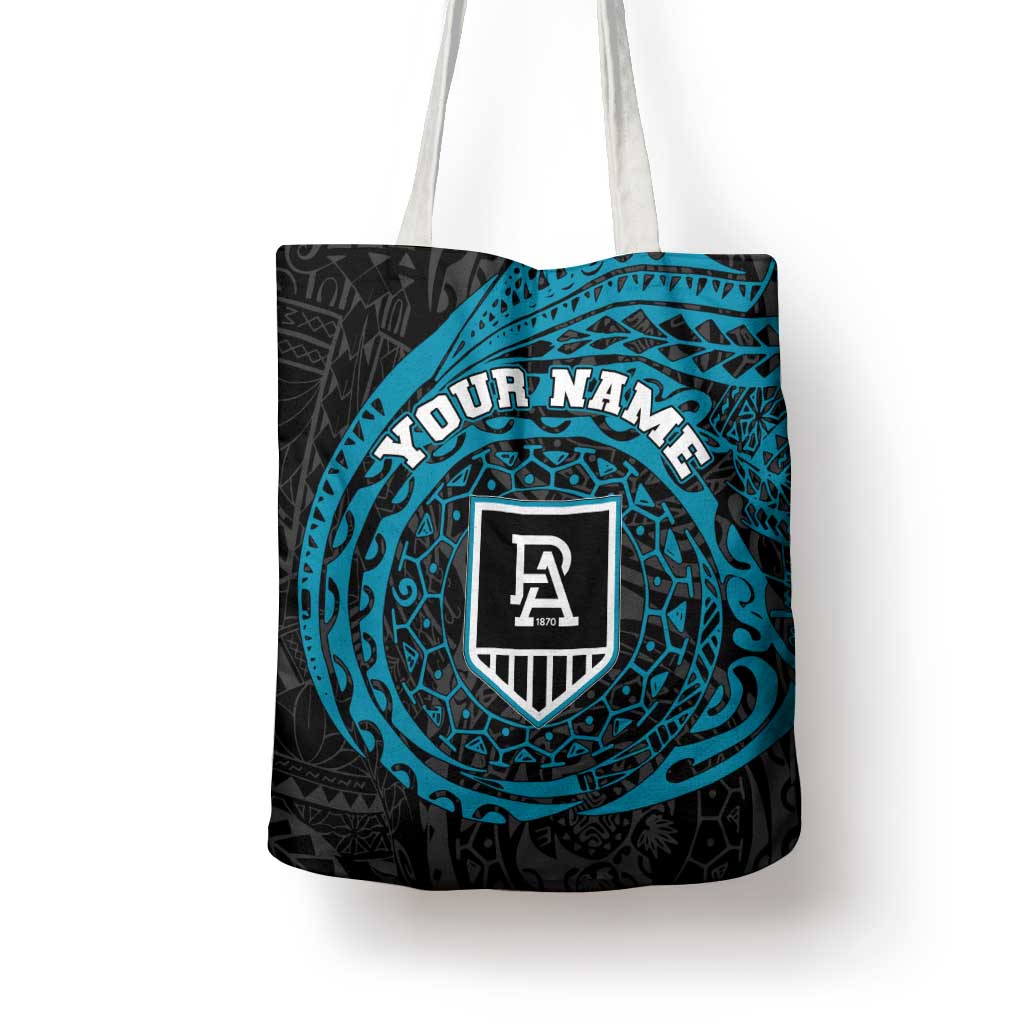 Personalized Port Adelaide Power Polynesian Tote Bag Tribal Chest and Sleeve Tattoo Heritage Warrior