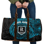 Personalized Port Adelaide Power Polynesian Travel Bag Tribal Chest and Sleeve Tattoo Heritage Warrior