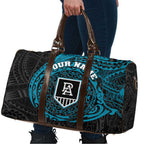 Personalized Port Adelaide Power Polynesian Travel Bag Tribal Chest and Sleeve Tattoo Heritage Warrior