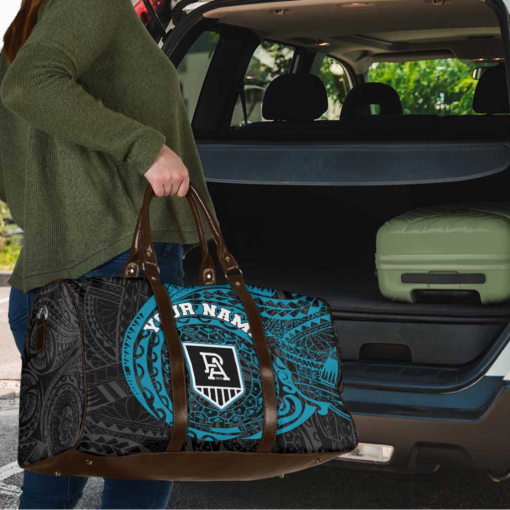 Personalized Port Adelaide Power Polynesian Travel Bag Tribal Chest and Sleeve Tattoo Heritage Warrior