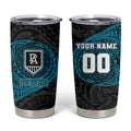 Personalized Port Adelaide Power Polynesian Tumbler Cup Tribal Chest and Sleeve Tattoo Heritage Warrior