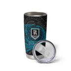 Personalized Port Adelaide Power Polynesian Tumbler Cup Tribal Chest and Sleeve Tattoo Heritage Warrior