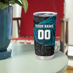 Personalized Port Adelaide Power Polynesian Tumbler Cup Tribal Chest and Sleeve Tattoo Heritage Warrior