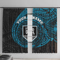 Personalized Port Adelaide Power Polynesian Window Curtain Tribal Chest and Sleeve Tattoo Heritage Warrior