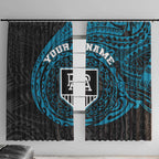Personalized Port Adelaide Power Polynesian Window Curtain Tribal Chest and Sleeve Tattoo Heritage Warrior