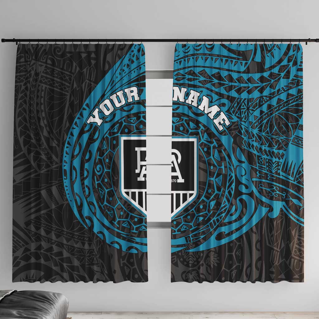 Personalized Port Adelaide Power Polynesian Window Curtain Tribal Chest and Sleeve Tattoo Heritage Warrior