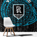 Personalized Port Adelaide Power Polynesian Window Curtain Tribal Chest and Sleeve Tattoo Heritage Warrior