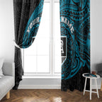 Personalized Port Adelaide Power Polynesian Window Curtain Tribal Chest and Sleeve Tattoo Heritage Warrior