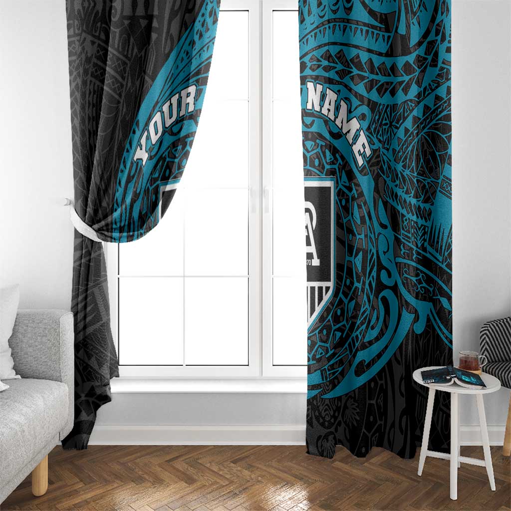 Personalized Port Adelaide Power Polynesian Window Curtain Tribal Chest and Sleeve Tattoo Heritage Warrior