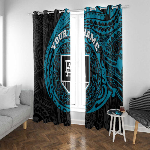 Personalized Port Adelaide Power Polynesian Window Curtain Tribal Chest and Sleeve Tattoo Heritage Warrior