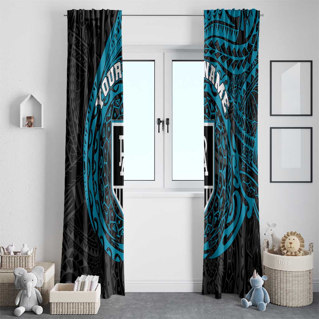 Personalized Port Adelaide Power Polynesian Window Curtain Tribal Chest and Sleeve Tattoo Heritage Warrior