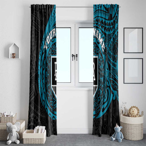 Personalized Port Adelaide Power Polynesian Window Curtain Tribal Chest and Sleeve Tattoo Heritage Warrior