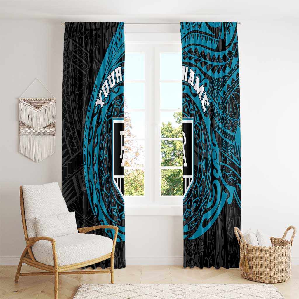 Personalized Port Adelaide Power Polynesian Window Curtain Tribal Chest and Sleeve Tattoo Heritage Warrior
