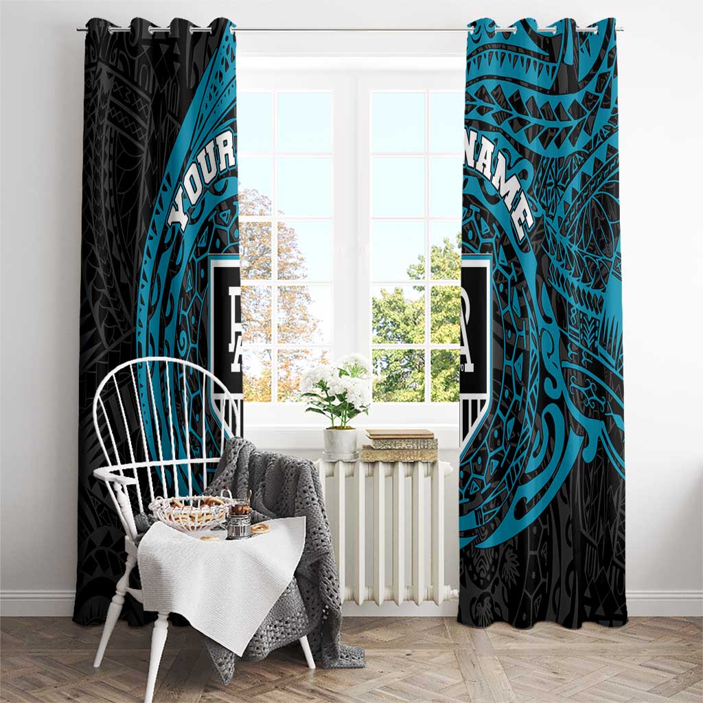 Personalized Port Adelaide Power Polynesian Window Curtain Tribal Chest and Sleeve Tattoo Heritage Warrior