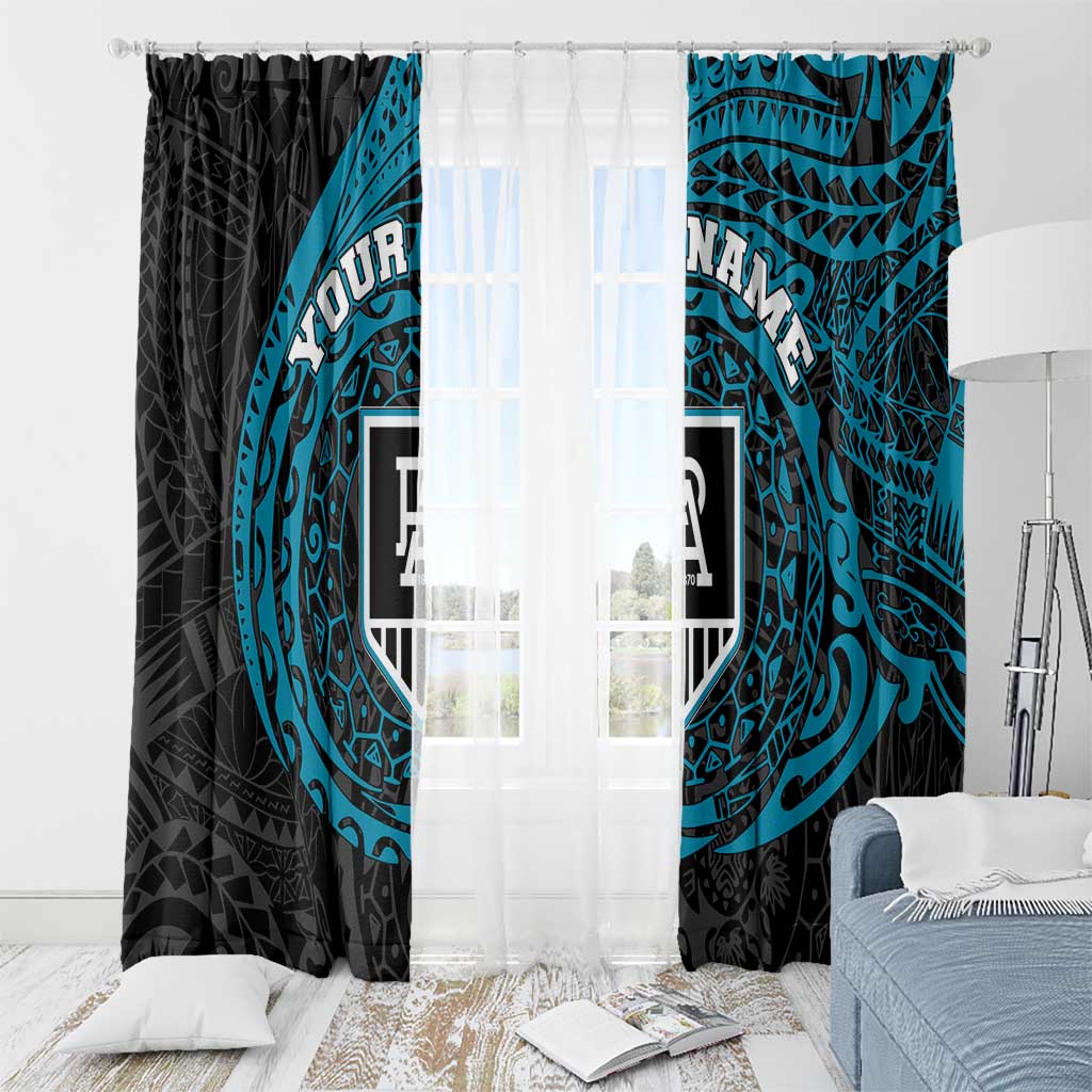 Personalized Port Adelaide Power Polynesian Window Curtain Tribal Chest and Sleeve Tattoo Heritage Warrior