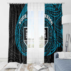 Personalized Port Adelaide Power Polynesian Window Curtain Tribal Chest and Sleeve Tattoo Heritage Warrior