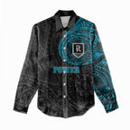 Personalized Port Adelaide Power Polynesian Women Casual Shirt Tribal Chest and Sleeve Tattoo Heritage Warrior