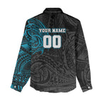 Personalized Port Adelaide Power Polynesian Women Casual Shirt Tribal Chest and Sleeve Tattoo Heritage Warrior