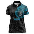 Personalized Port Adelaide Power Polynesian Women Polo Shirt Tribal Chest and Sleeve Tattoo Heritage Warrior