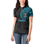 Personalized Port Adelaide Power Polynesian Women Polo Shirt Tribal Chest and Sleeve Tattoo Heritage Warrior