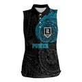 Personalized Port Adelaide Power Polynesian Women Sleeveless Polo Shirt Tribal Chest and Sleeve Tattoo Heritage Warrior