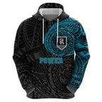 Personalized Port Adelaide Power Polynesian Zip Hoodie Tribal Chest and Sleeve Tattoo Heritage Warrior