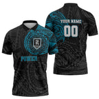 Personalized Port Adelaide Power Polynesian Zipper Polo Shirt Tribal Chest and Sleeve Tattoo Heritage Warrior