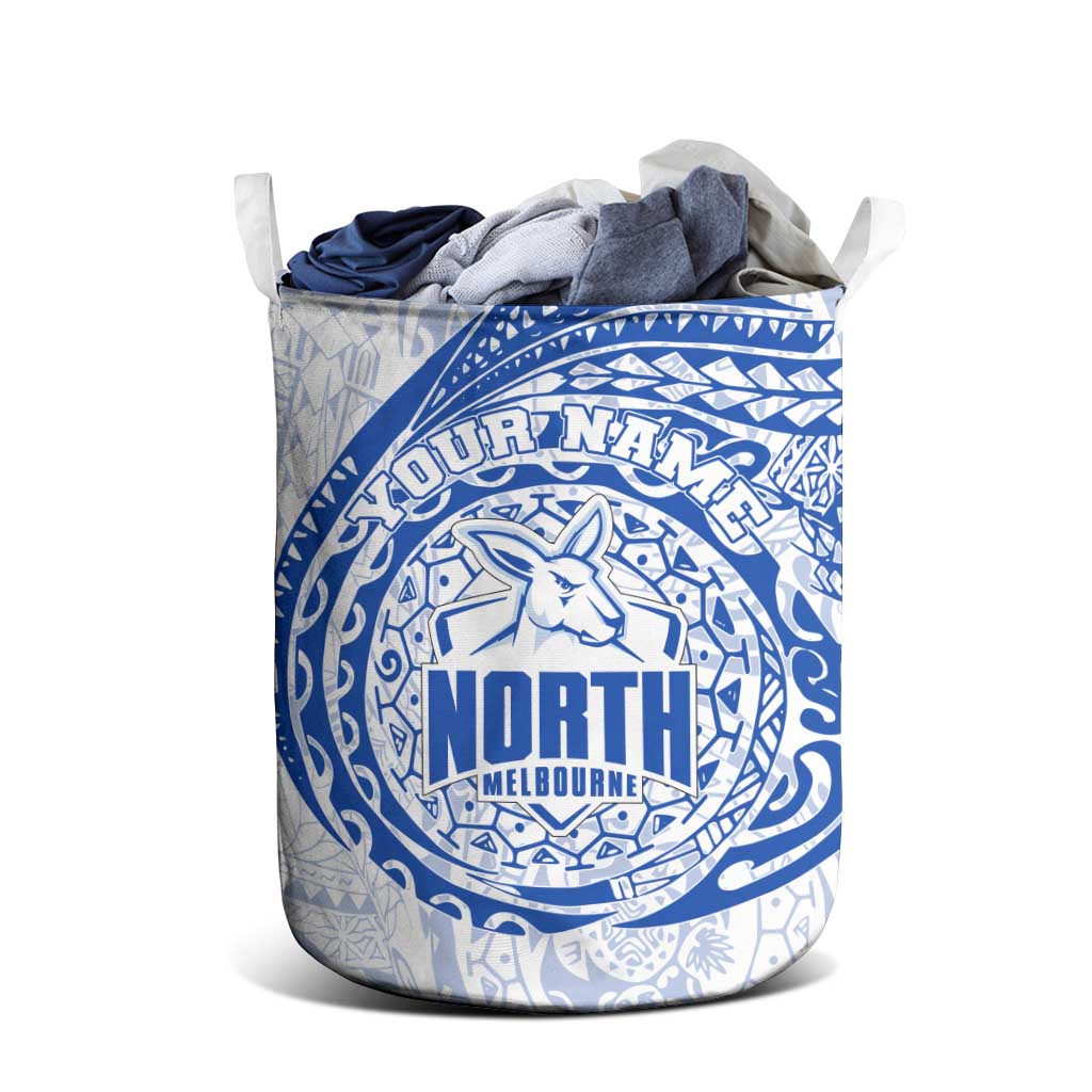 Personalized North Melbourne Kangaroos Polynesian Laundry Basket Tribal Chest and Sleeve Tattoo Heritage Warrior