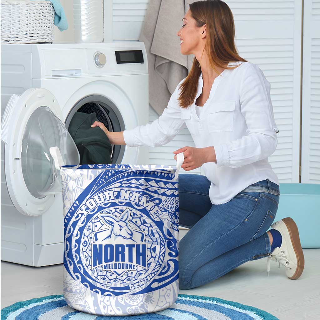 Personalized North Melbourne Kangaroos Polynesian Laundry Basket Tribal Chest and Sleeve Tattoo Heritage Warrior