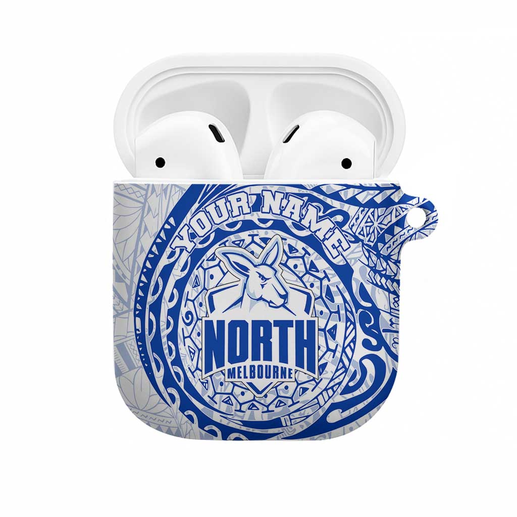 Personalized North Melbourne Kangaroos Polynesian AirPods Case Tribal Chest and Sleeve Tattoo Heritage Warrior